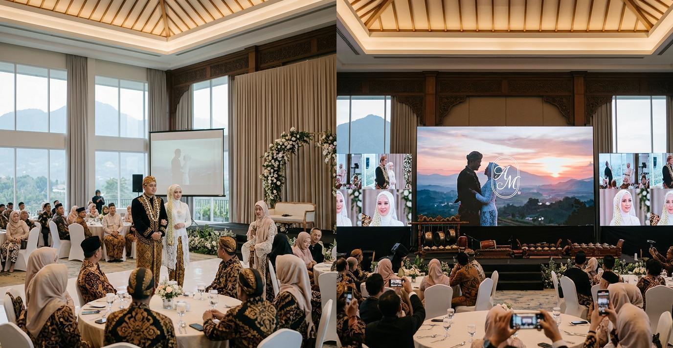 Ilustrasi sebelum dan sesudah: Ballroom Hotel yang Memenangkan Tender Event