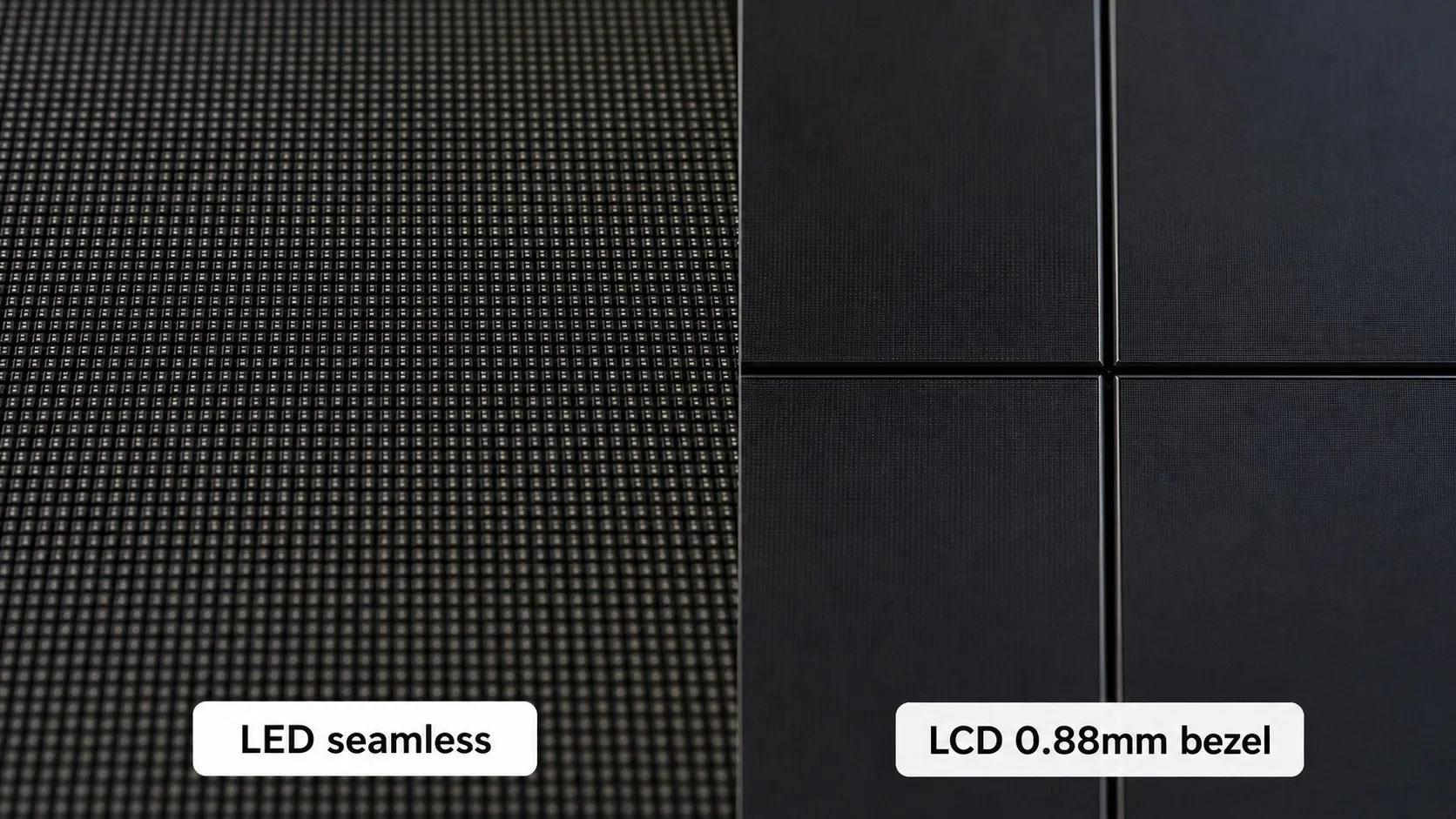 Close-up bezel video wall LCD