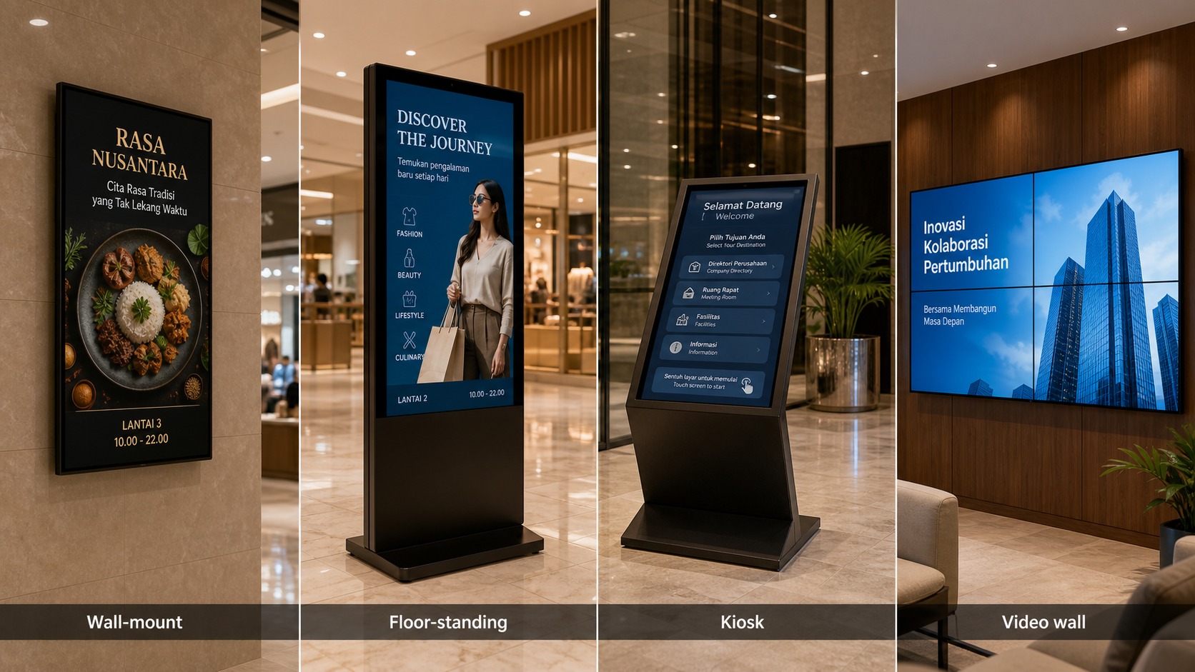 Digital signage dikelola dari dashboard CMS